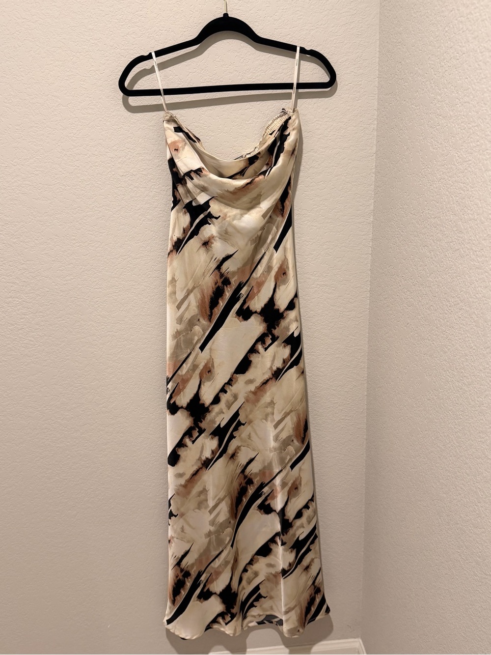 Forever 21 Neutral Brushstroke Cowl Maxi Dress